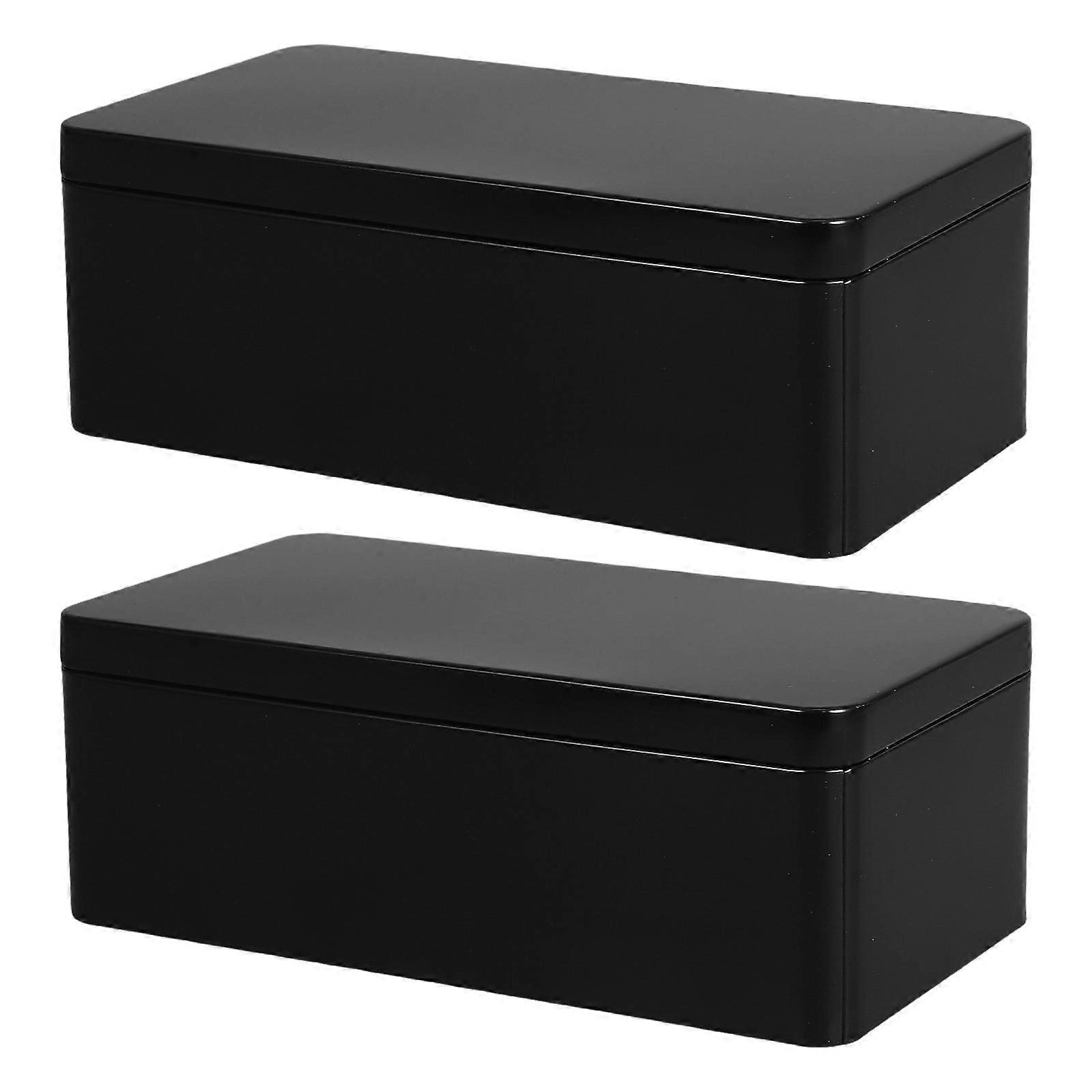 2Pcs Tinplate Storage Boxes for Candy with Metal Design