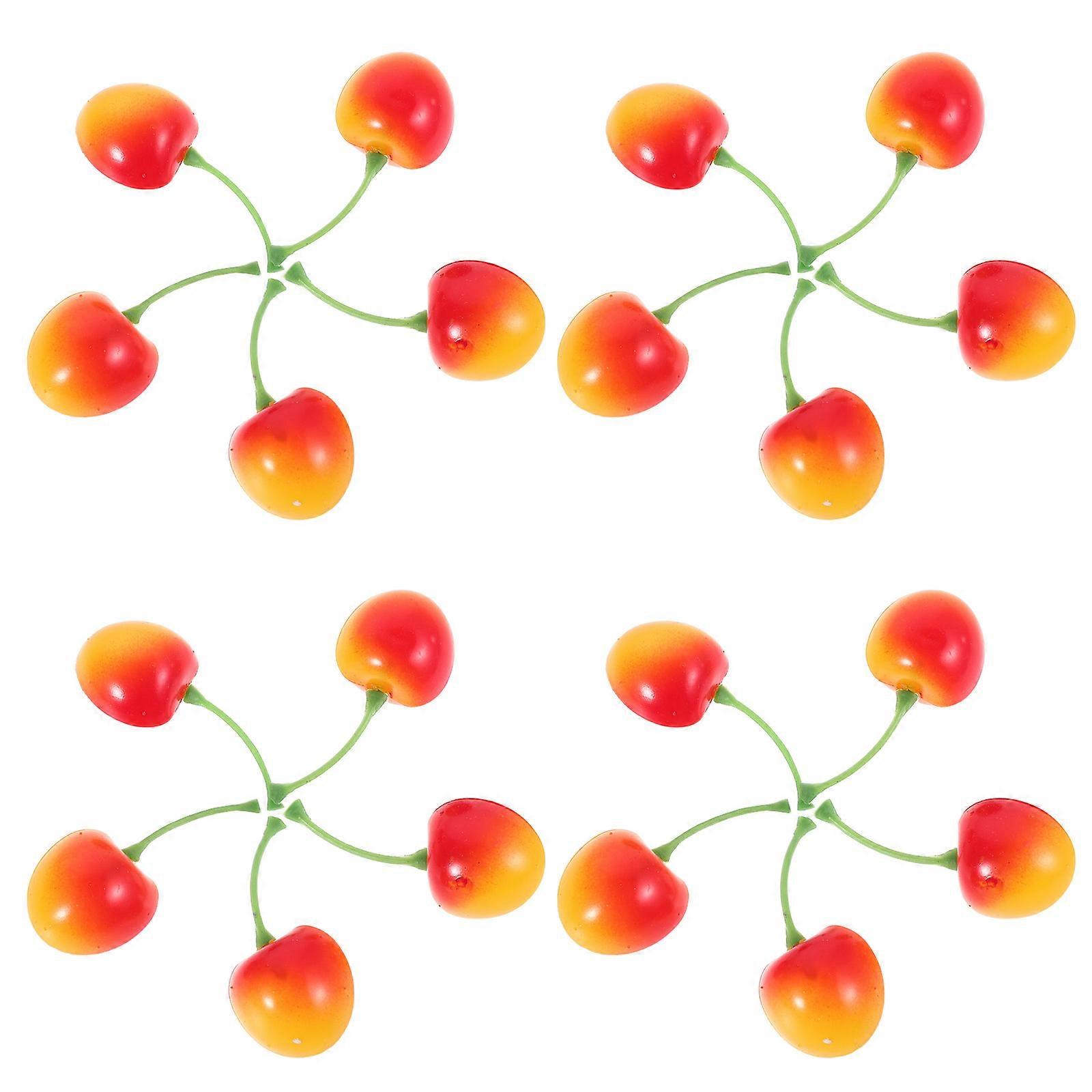 Decorative Fruit Cherry Model for Party Use 20Pcs Artificial Fruit Props