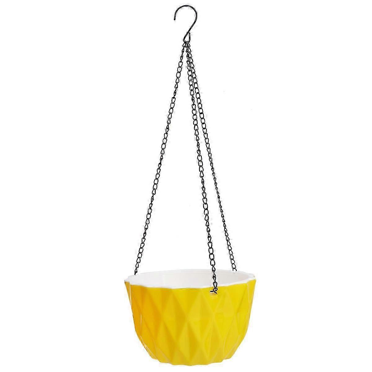 Yellow Plastic Automatic Water Absorption Hanging Flower Pot 1Pcs