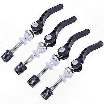 Set of 4 Matte Black Bike Seatpost Clamps, QR Levers & 6mm Rods