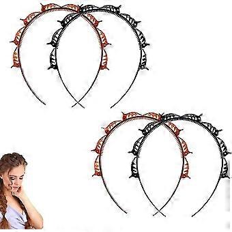 4 Pieces Headband With Clips,double Bangs Hairstyle Hairpin,bangs Hairstyle Hair Hoop,diy Headband With Clips For Women,kids,men,daily Activities(blac
