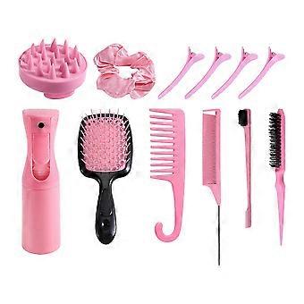 Hair Styling Comb Set with Rat Tail Edge Brush & Smooth Black Brush, Professional Barber Styling Tools Kit 12pcs