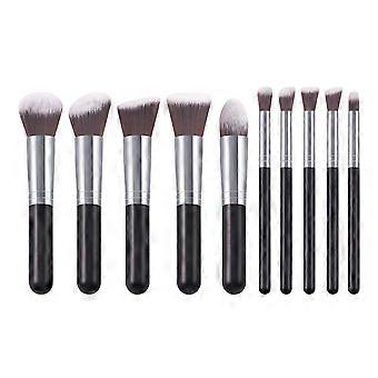Jikaix 10Pcs/Set Makeup Brush Ergonomic Handle Portable Multifunction Foundation Loose Powder Blush Eye Shadow Brow Cosmetic Brush Kit