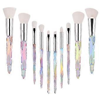 Makeup Brushes Crystal Handle,10pcs Premium Rainbow Color Cosmetic Brush Set for Foundation Powder Blending Eyeshadow Blush Concealer Transparent Hand