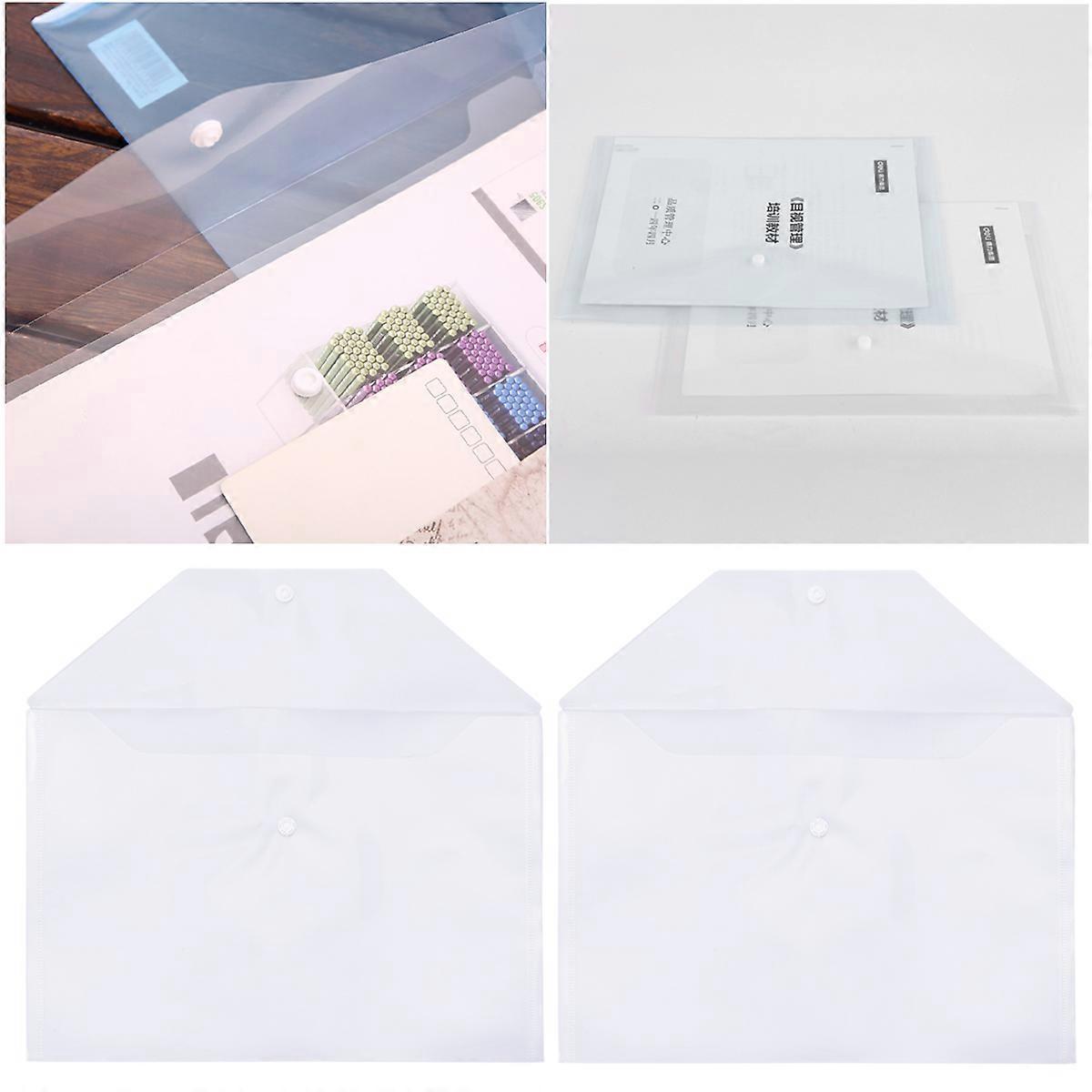 20 Pcs A4 File Document Folder Clear Transparent Document Envelope Organizer with Snap Button