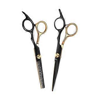 6-Inch Black Gold Hair Cutting Scissors Set Professional Salon Tool