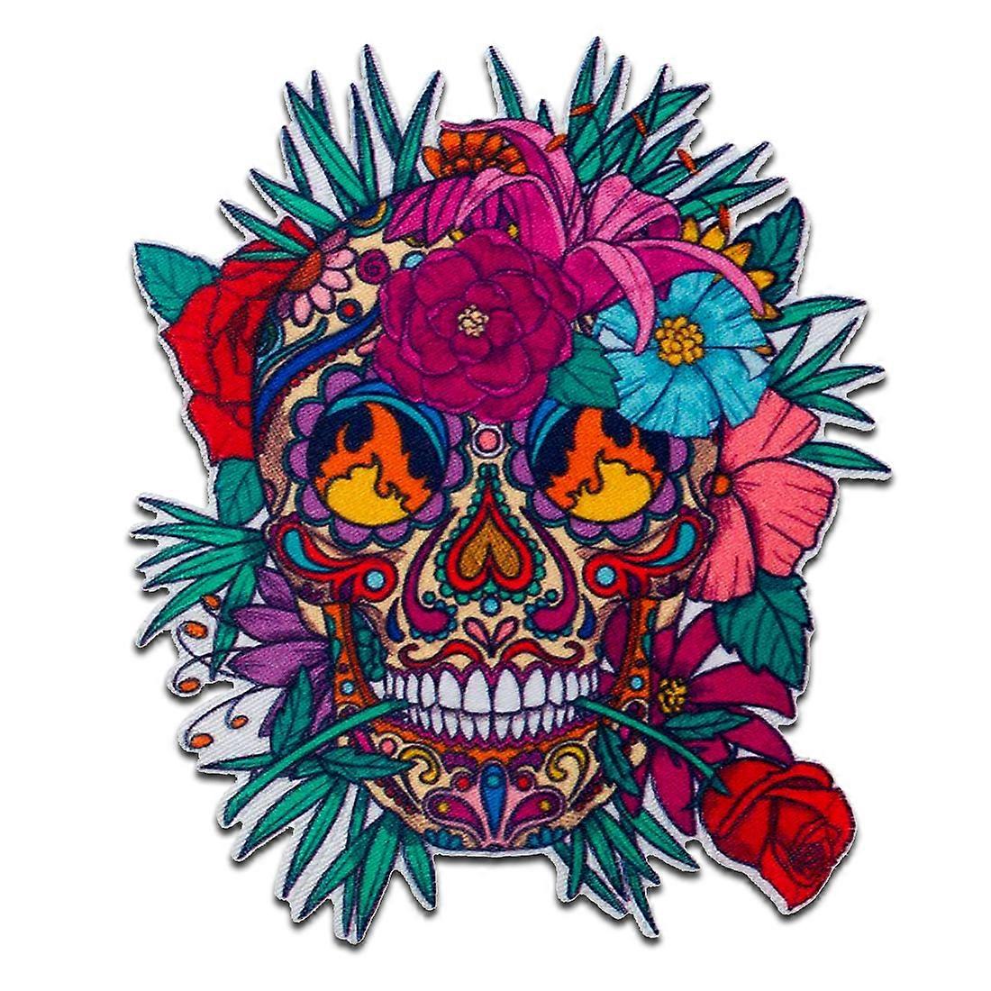 Frida Kahlo skull patch, iron-on transfer, size: 8.5 x 7 cm