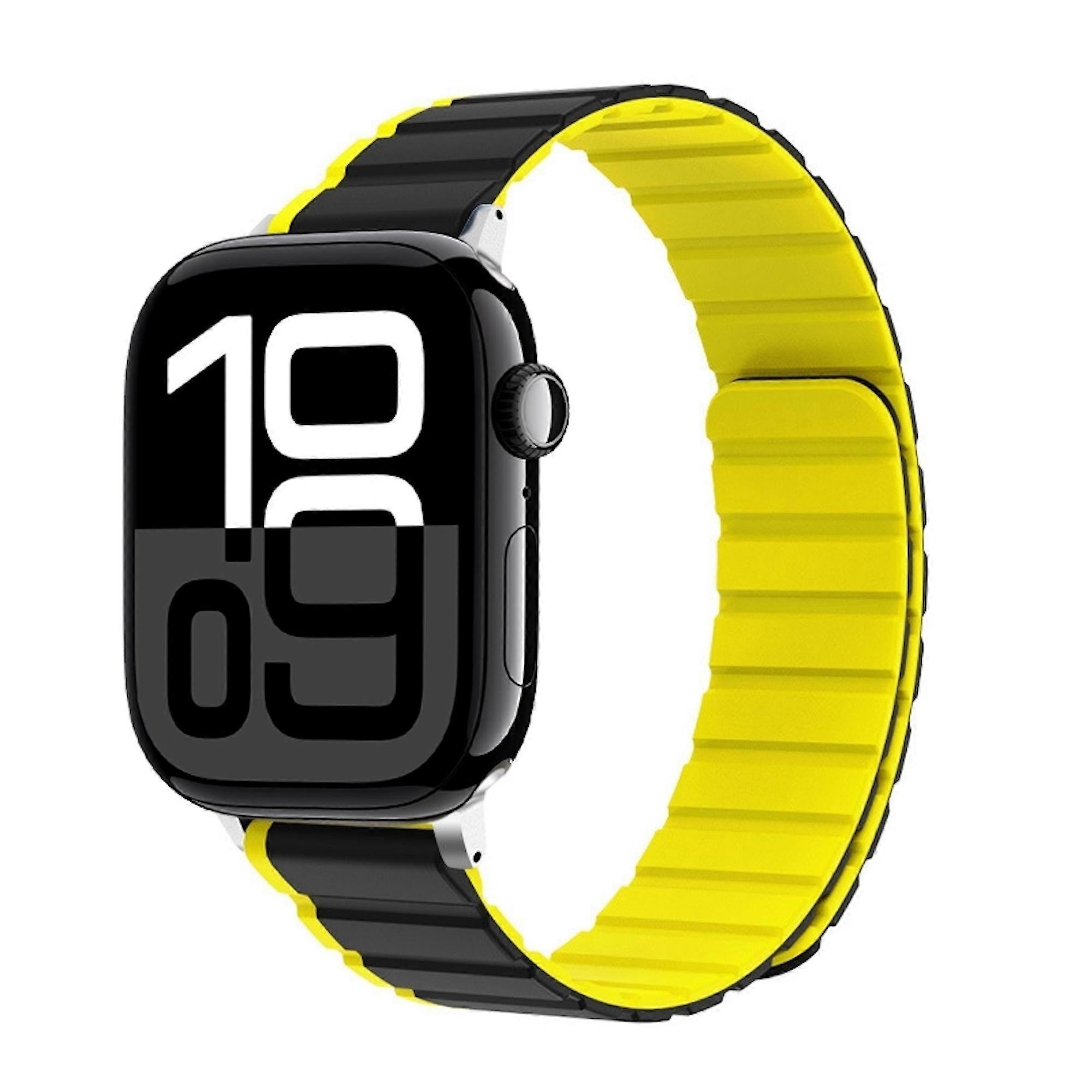 For Apple Watch Series 11 10 42mm / 9 8 7 41 / 6 SE 5 4 40mm Two-Tone Magnetic Band Yellow