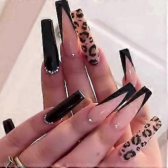 Pink French Butterfly Ballerina Press on Nails Set Reusable Acrylic Fake Nails 24pcs