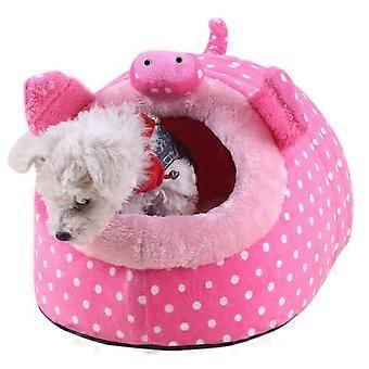 Cotton Mini Warm Pet Cushion Bed Pink Pig Shape Design