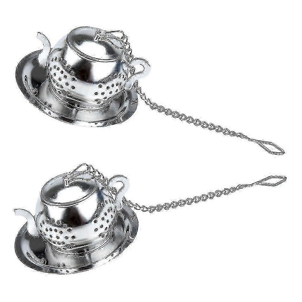 2 Sets Creative Tea Infusers Practical 304 Stainless Steel Tea Strainers (silver)|tea Strainers