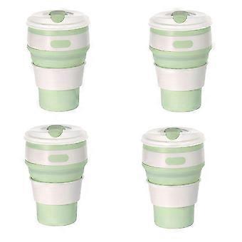 Copo de viagem dobrável de silicone verde claro - copo de acampamento, copo de água dobrável, copo de bebida para adultos com tampa