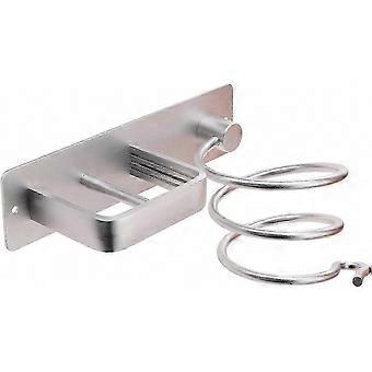 Hair Dryer Holder, Wall-Mounted Silver Aluminium Storage for Bathroom & Kitchen