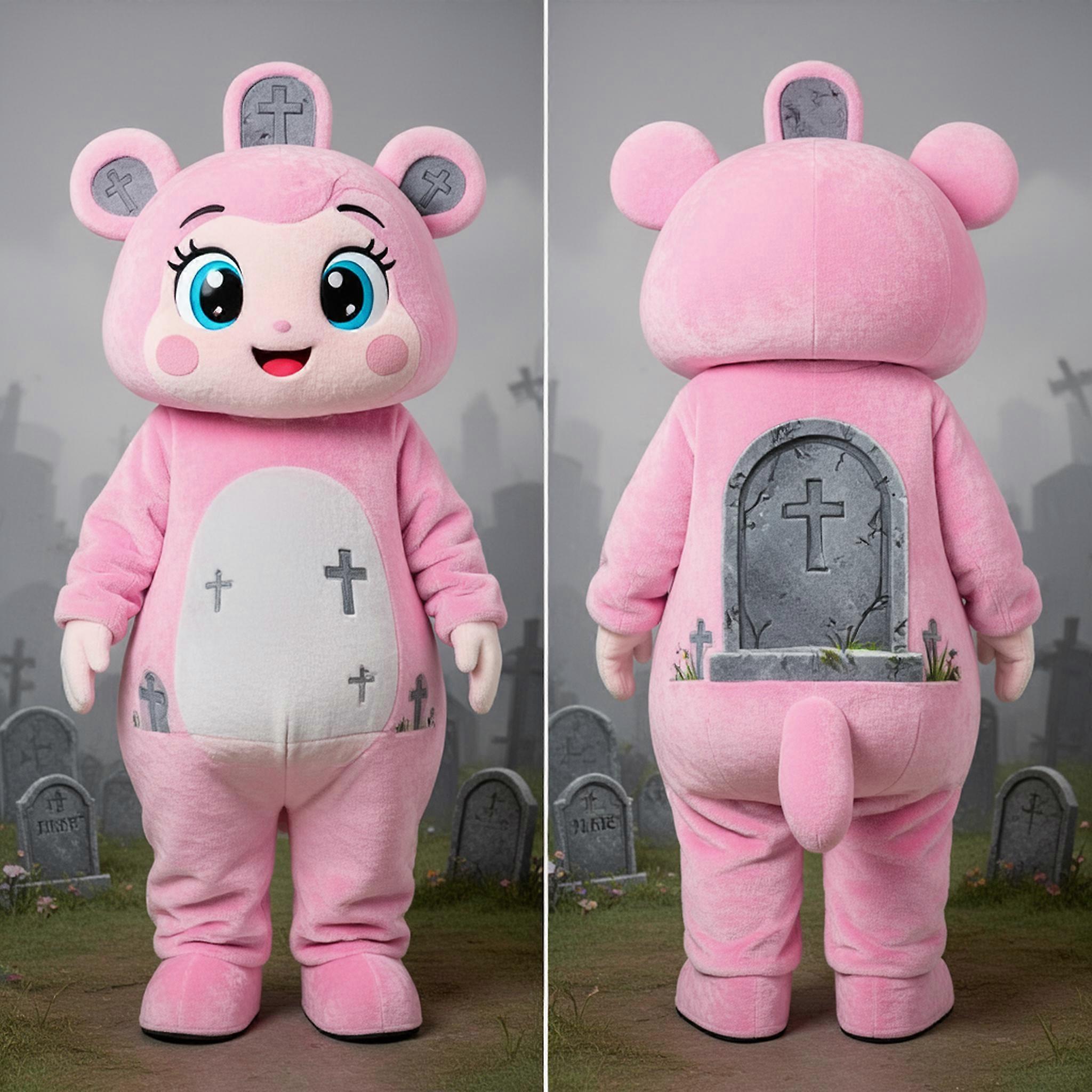 MASTICOT Velvet Pink Smiling Graveyard Mascot
