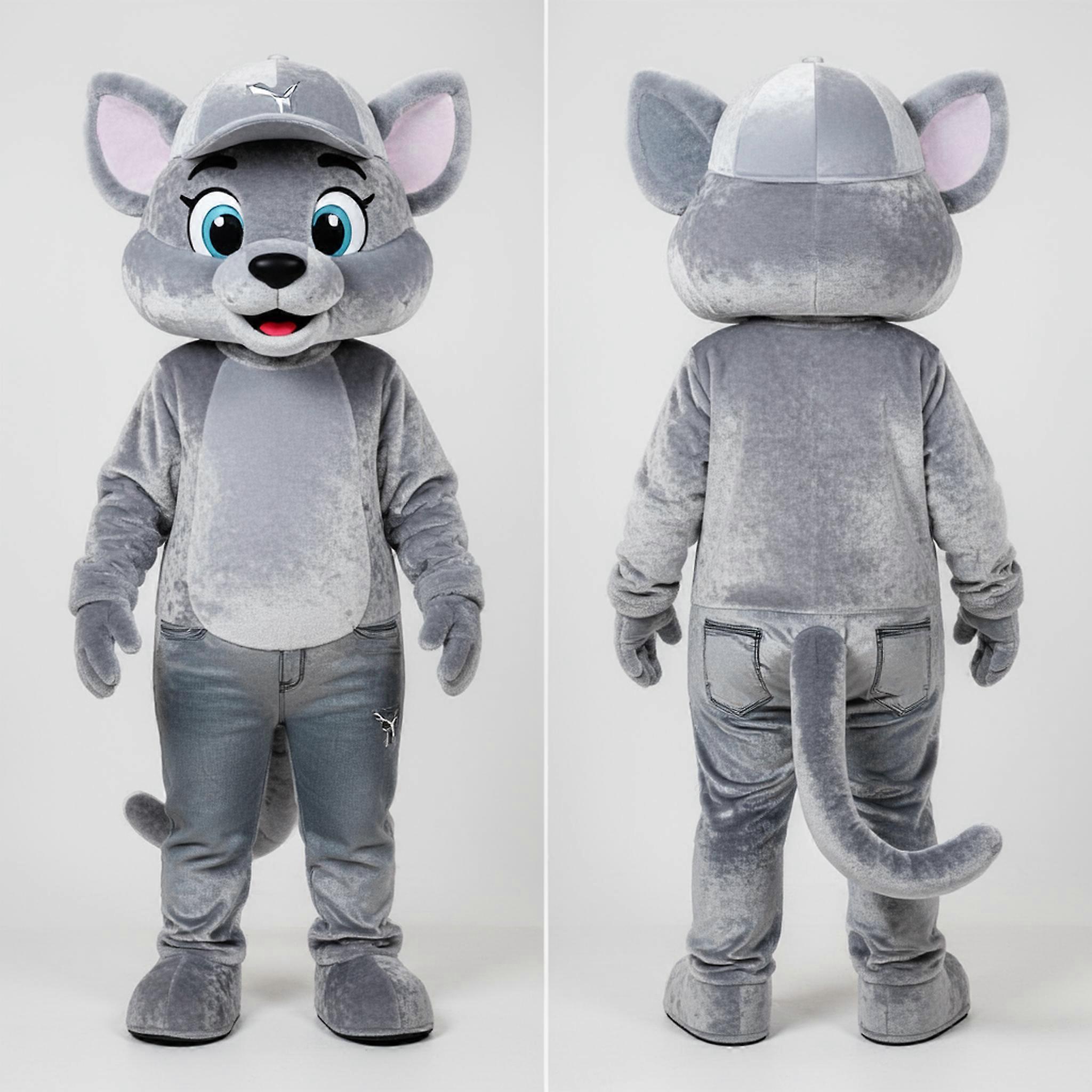 MASTICOT Silver Gray Cuddly Puma Mascot