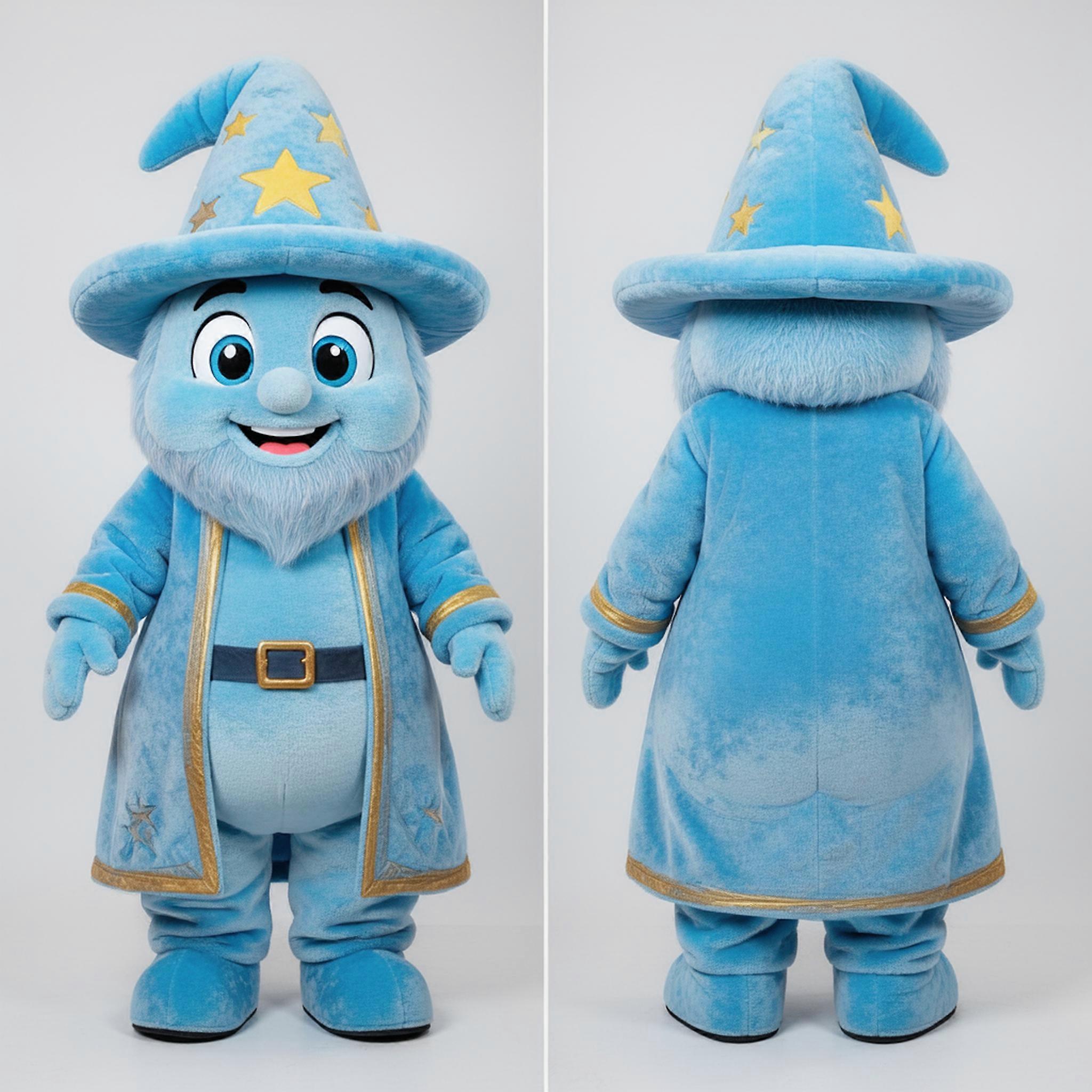 MASTICOT Sky Blue Cartoon Wizard Mascot