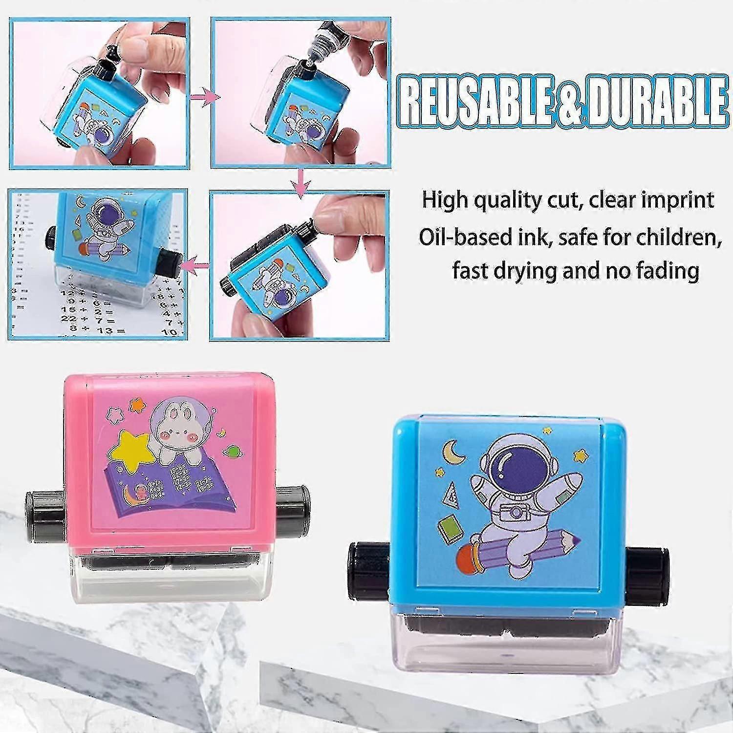 4pcs Reusable Math Roller Stamps for Addition Subtraction Multiplication Learning