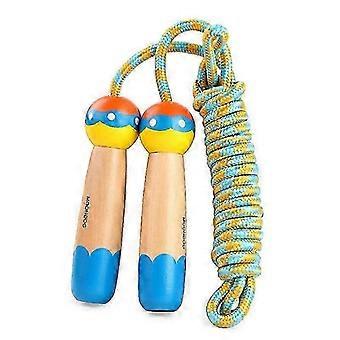 Verstellbares Springseil mit Cartoon-Holzgriff, Fitnesstraining - Blau