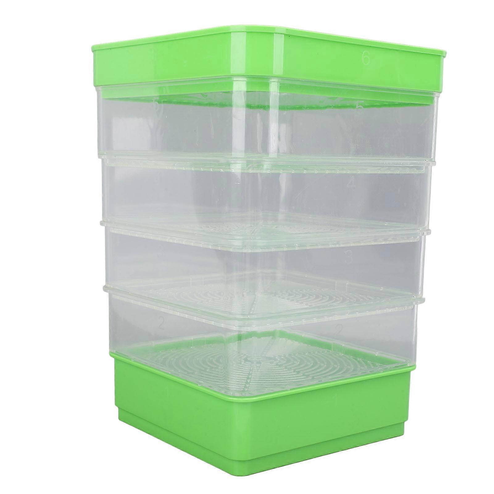 4 Tier Stackable Sprouter Kit Plastic Space Saving Multipurpose Square Micro Vegetable Planting Tray for Bean Microgreens