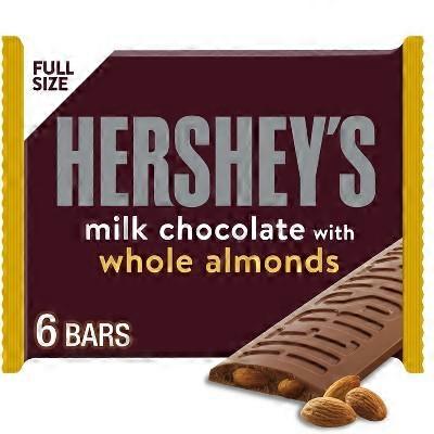 Hershey's Milk Chocolate with Almonds Bars, Full Size, 6 ea