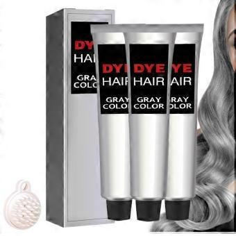Silver Gray Hair Dye Cream 3pcs, Permanent Light Grey Color for Women and Men, Easy RoottoTip Coverage