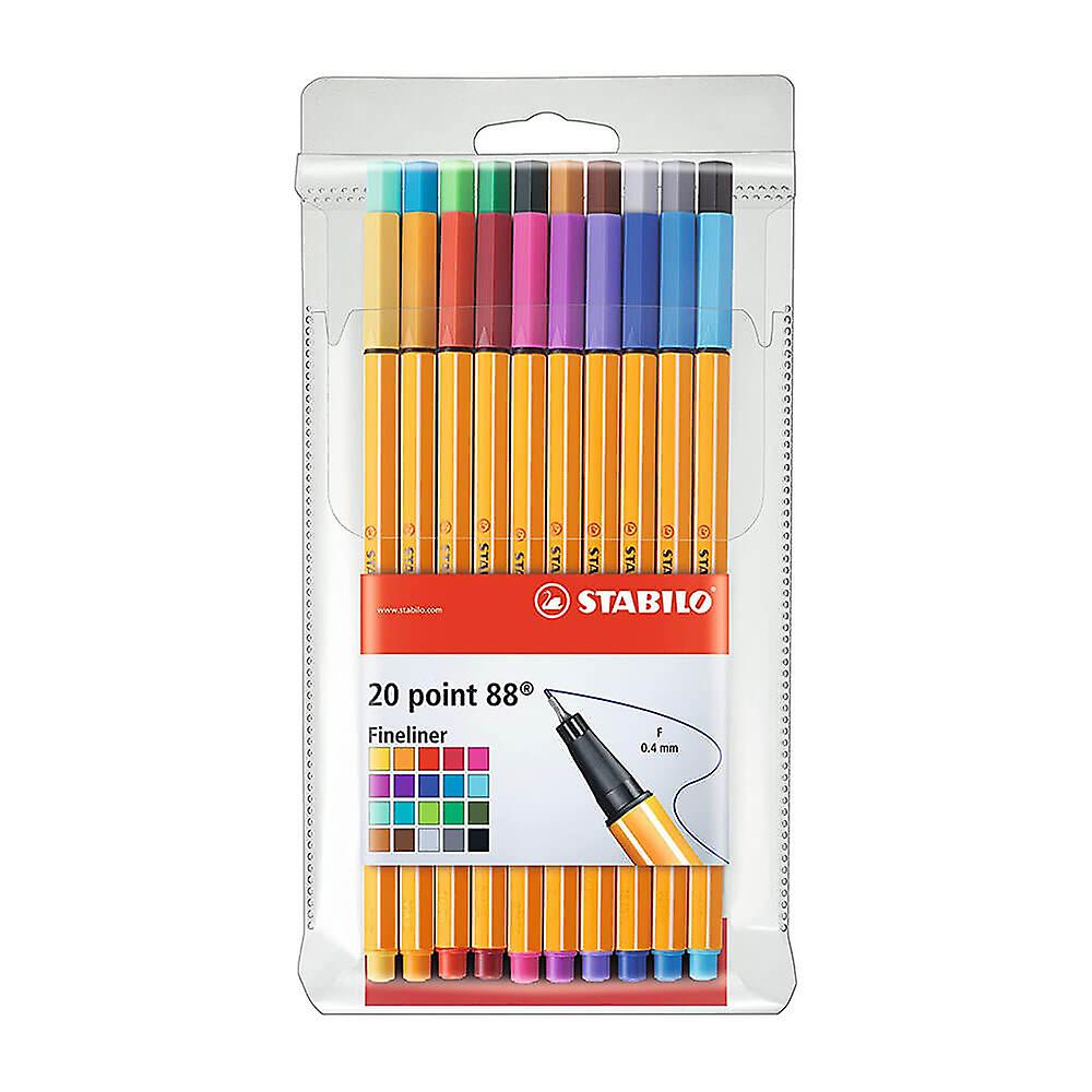 Stabilo Fibre Pen 0.4mm Tip Point Hexagonal Striped Design Assorted Pack of 20