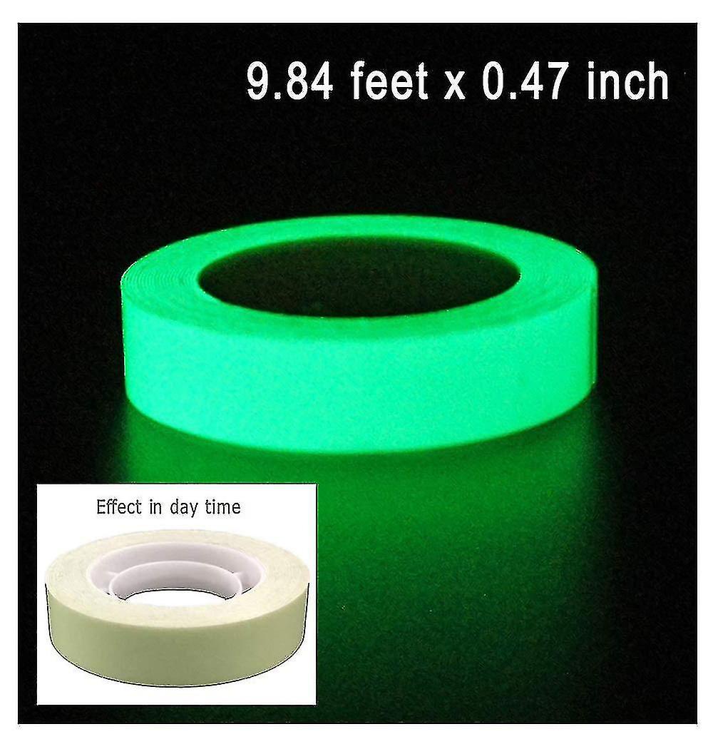 Luminous Tape Sticker,9.84' Length X 0.47" Width (1.2cm3m) High Luminance Glow Removable Waterproof Photoluminescent Glow In The Dark Safety Tape