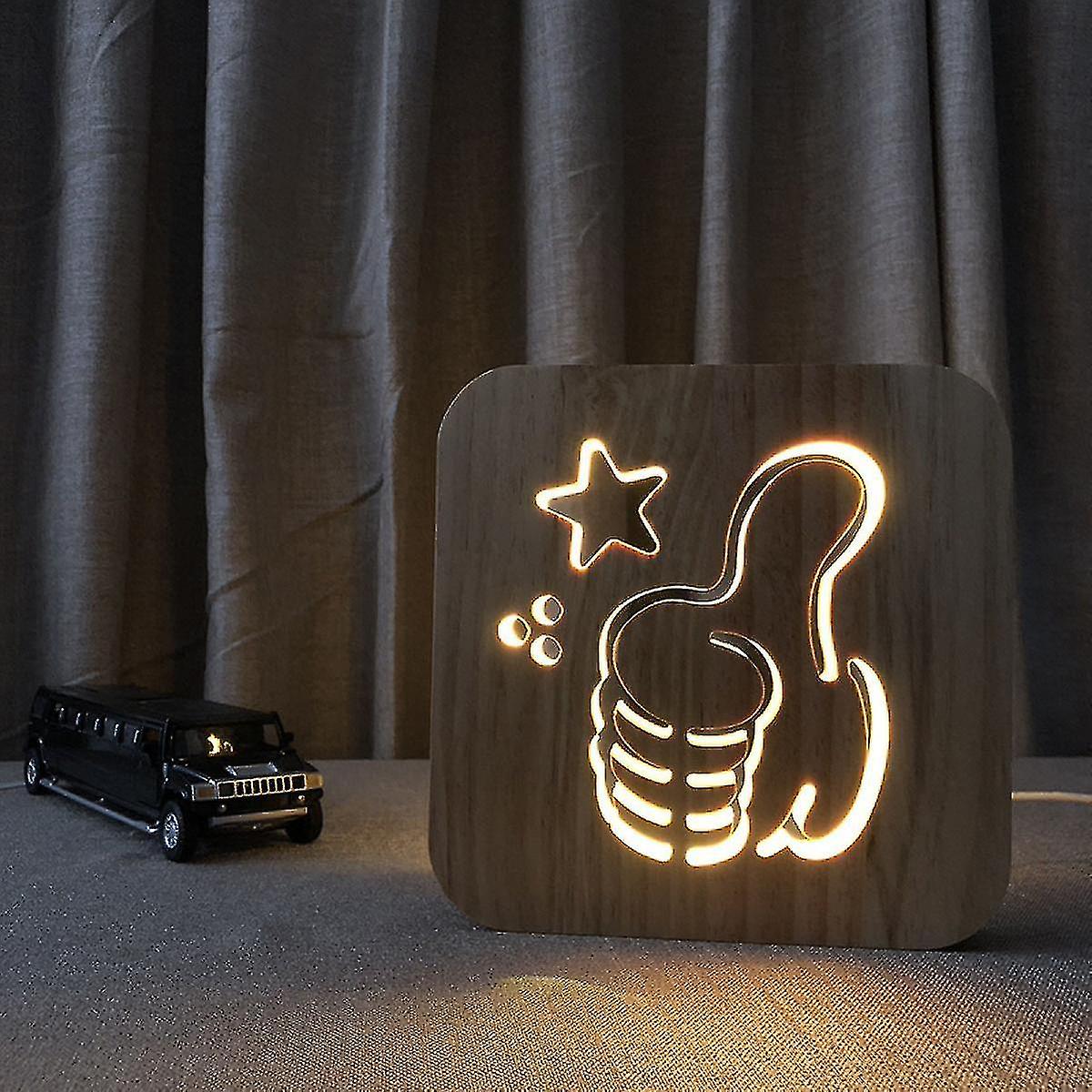 Light Bulb Night Light For Like Wooden 3d Lamp Creative Wooden Lights Simple Decorative Li
