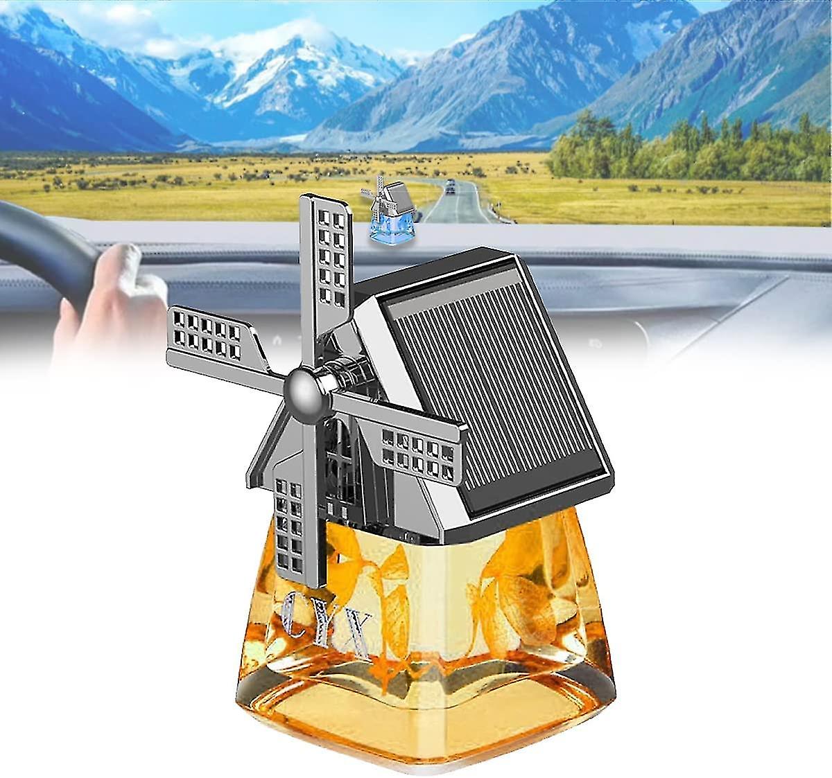 Car Air Fresheners, Solar Energy Car Fragrance Diffuser, Windmill Solar Energy Rotating Aromatherapy Car Air Freshener