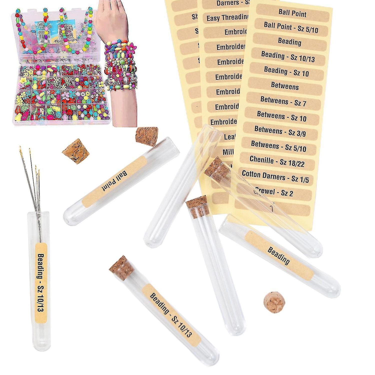 Clear Needle Storage Tubes Embroidery Holder With Classification Label Sticker For Scientific Experi