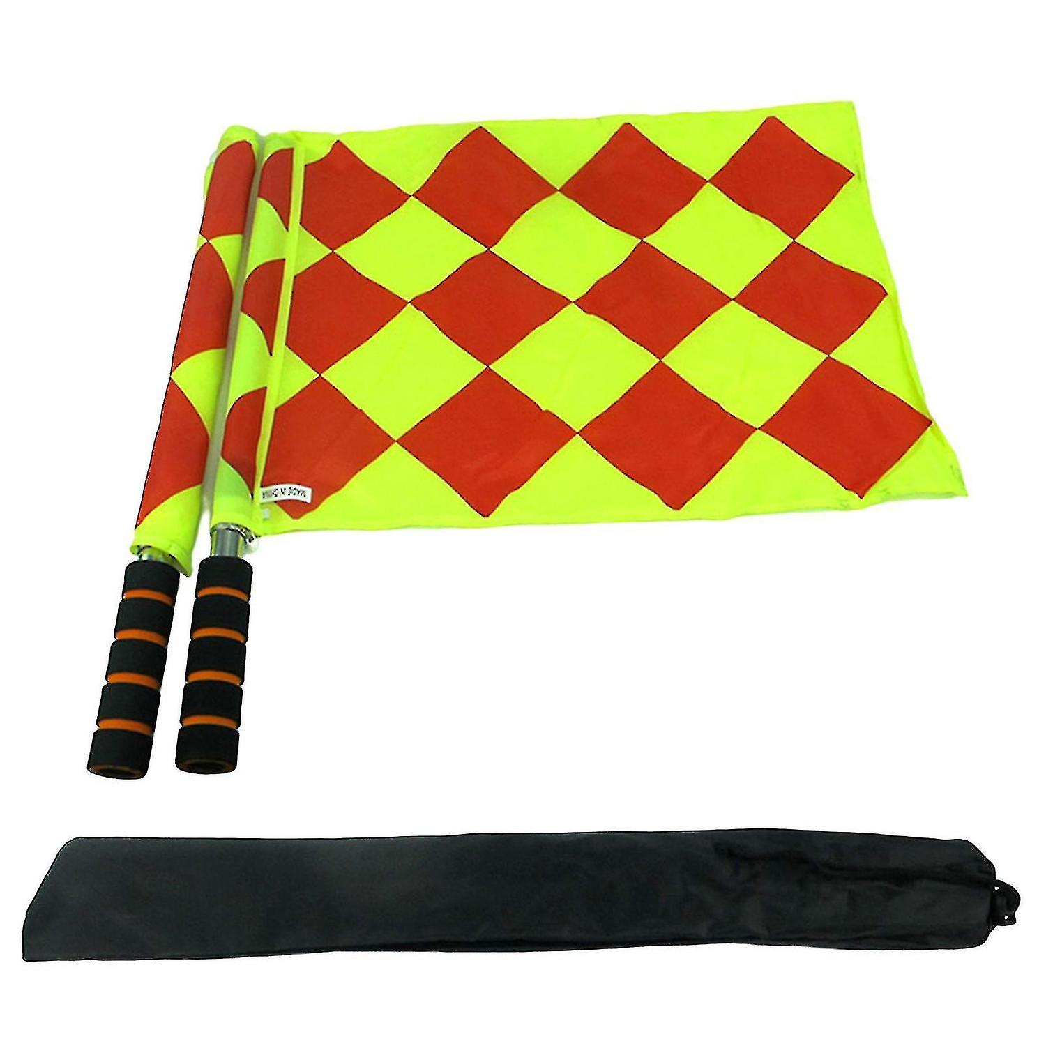 Farfi 1 Pair Trial Flag Comfortable Handle Fine Workmanship Compact 2 Piece Referee Linesman Flag Fo
