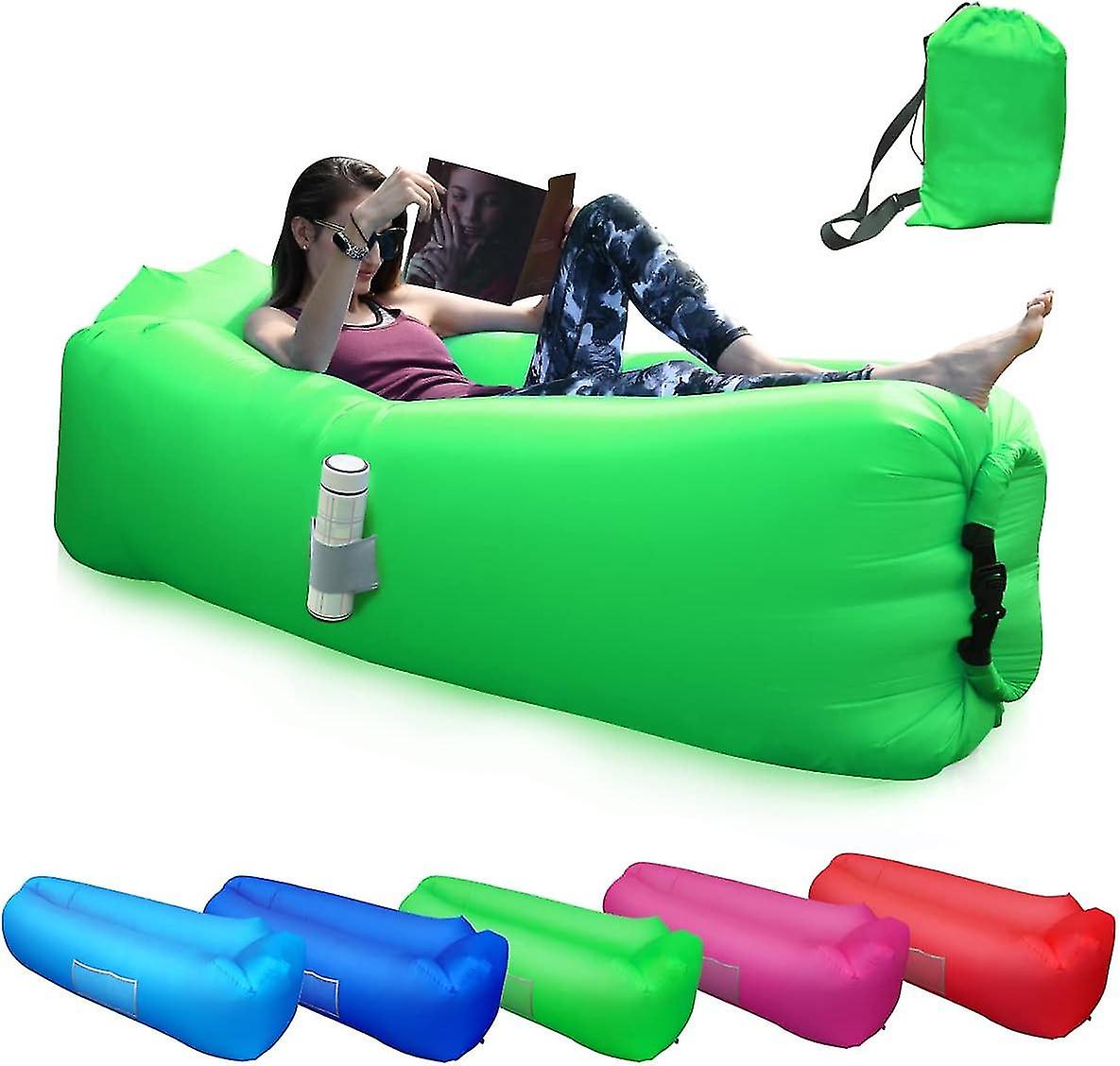 Inflatable Lounger, Waterproof Air Sofa With Comfortable Cushions, Portable Inflatable Sofa, Green