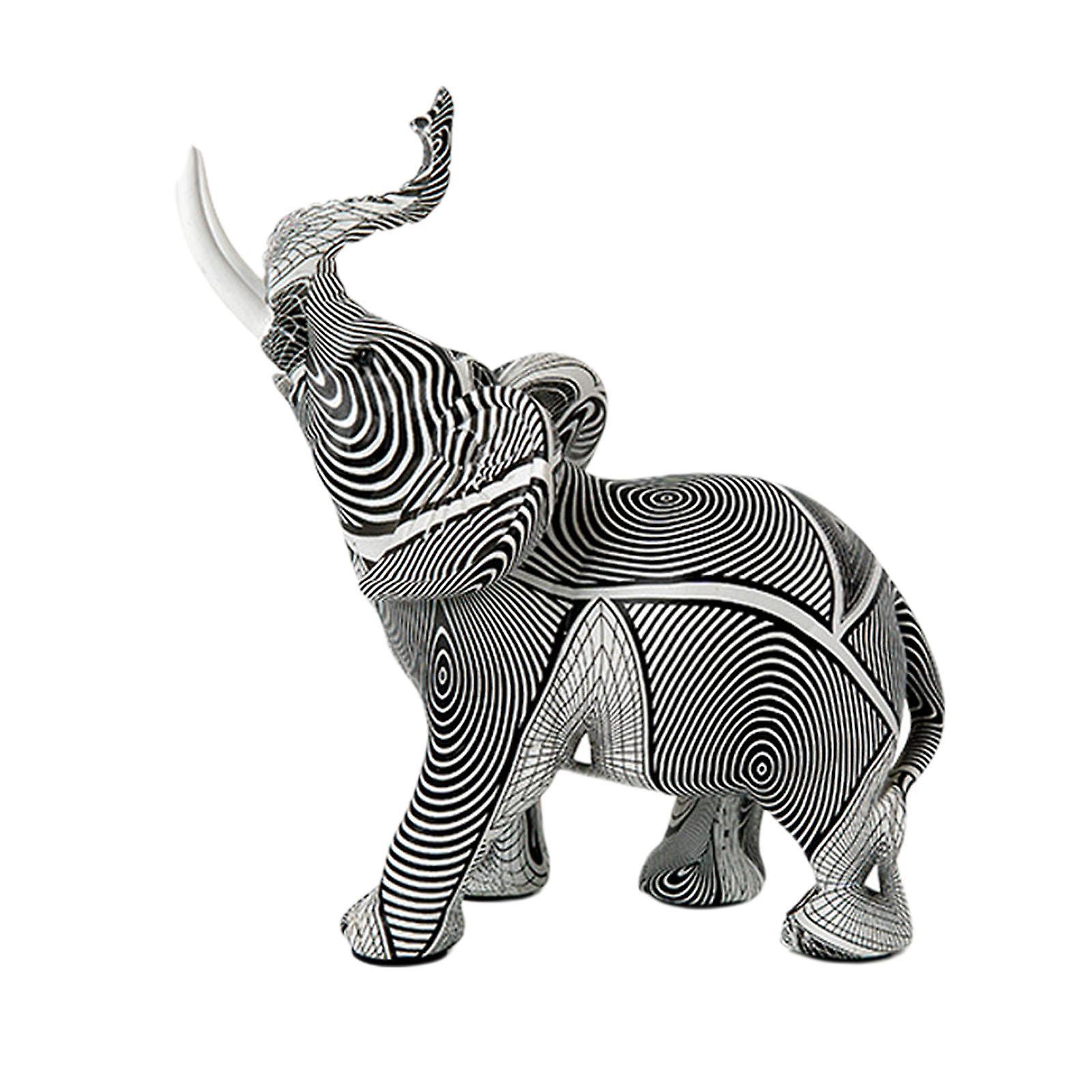 Modern Simple Elephant Statue Table Centerpiece for Desktop Home Decor Plaid