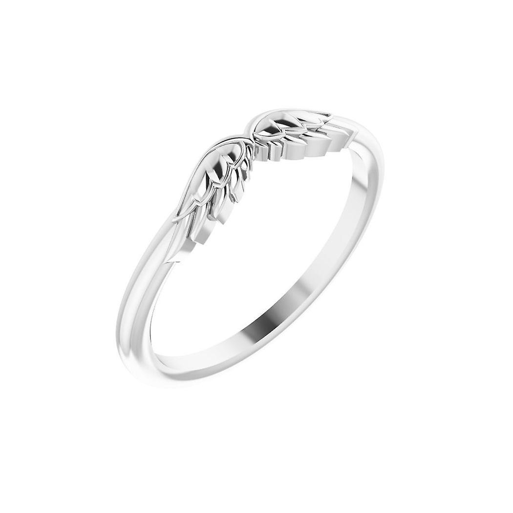 925 Sterling Silver Polished Stackable Religious Guardian Angel Wings Ring Size 7 Stackable Ring for Women