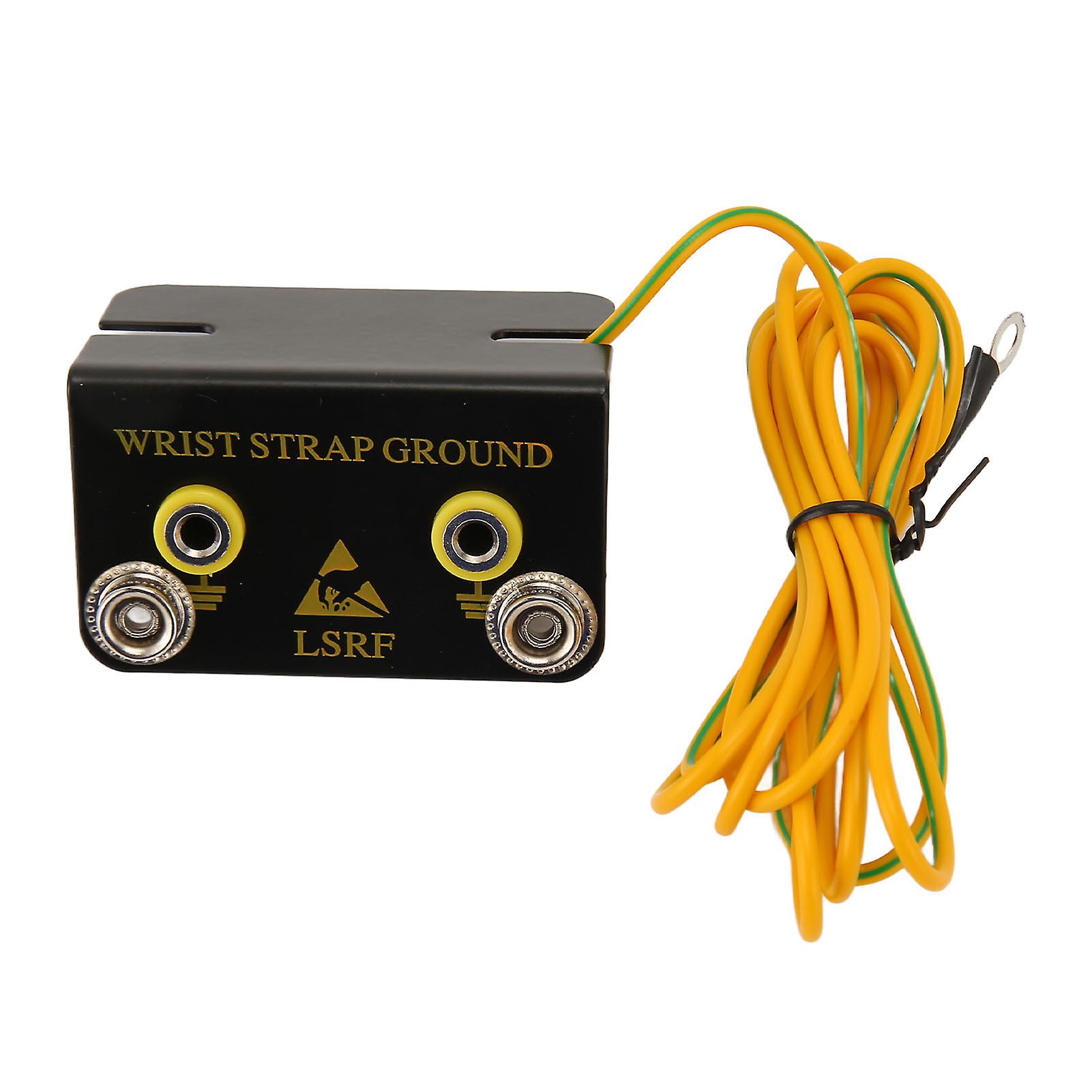 2 Hole Grounding Plug for ESD Wrist Straps with 1.6m Cable Anti Static Ring Terminal Wrist Strap Grounding Socket