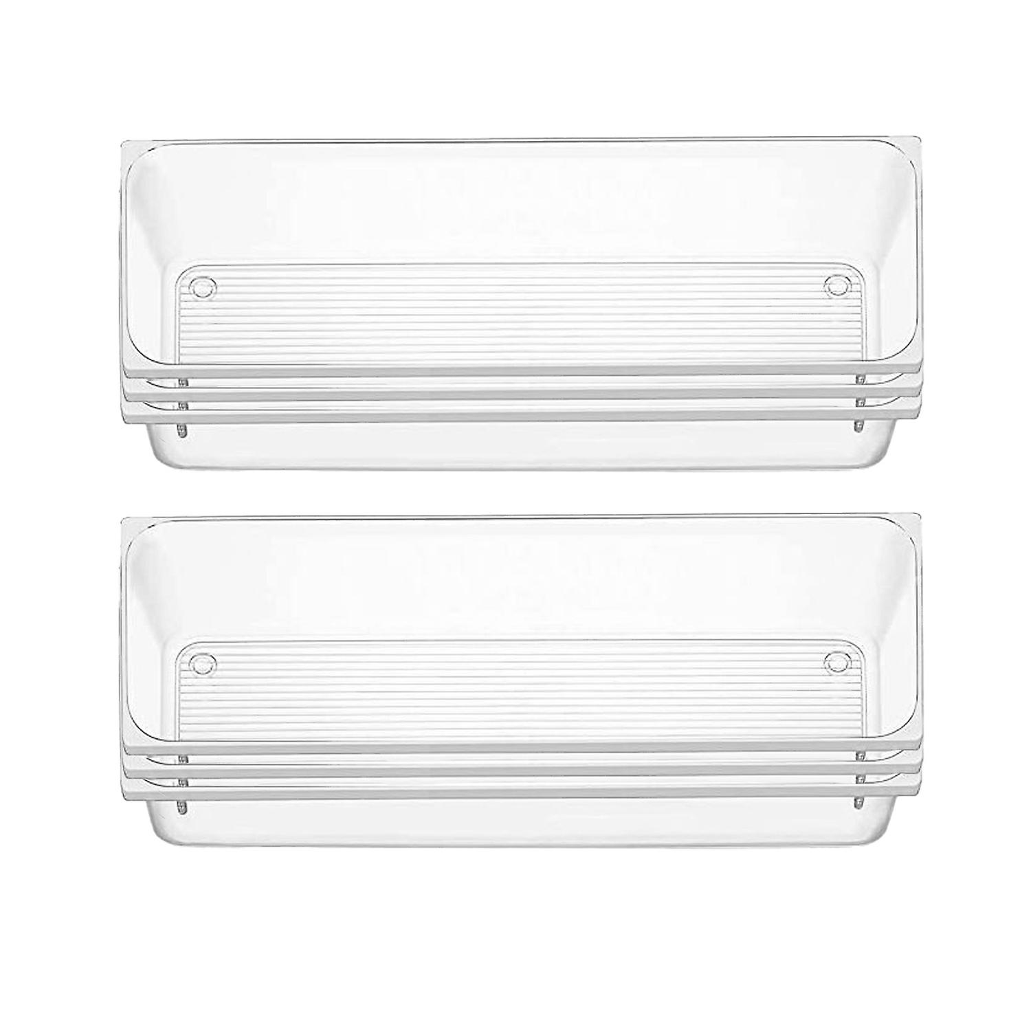 6Pcs Clear Drawer Organizer Non Slip Compartment Storage Space Saving Transparent Storage Box for Ma