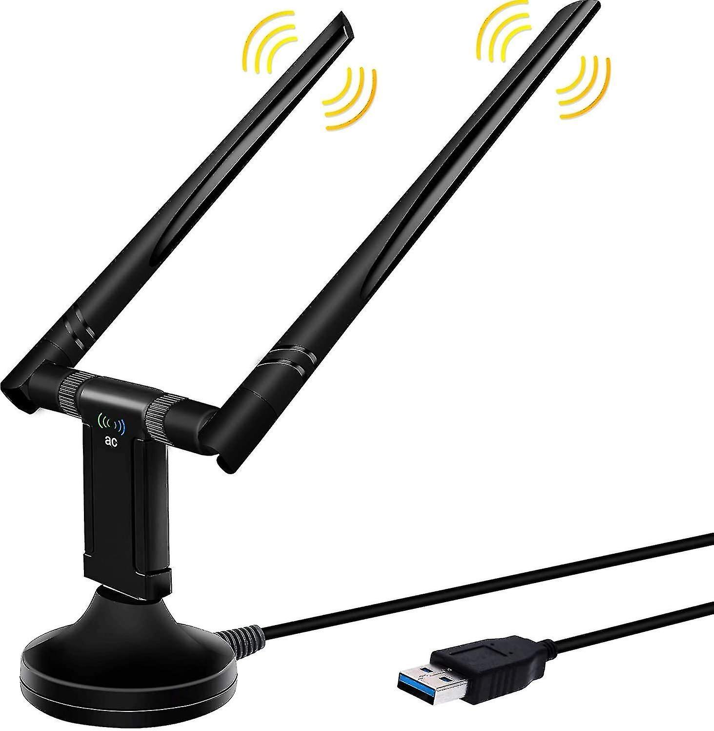 USB Wifi Stick, Adapter for PC 1200 Mbit/s Dual Antenna 2.4/5.8 GHz High Speed