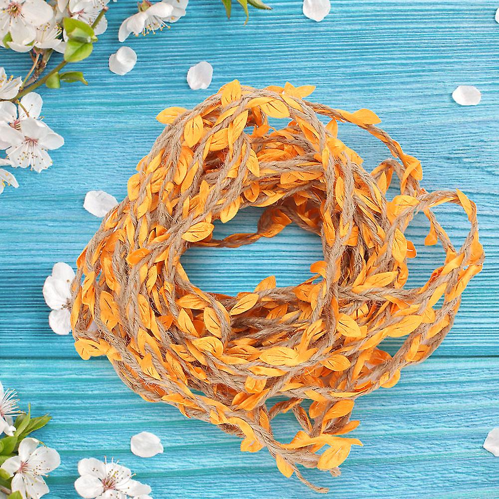 10 Meters Artificial Leaf Ribbon Braided Garland, Hemp Rope Bouquet Weaving, DIY Accessories, Mandarin