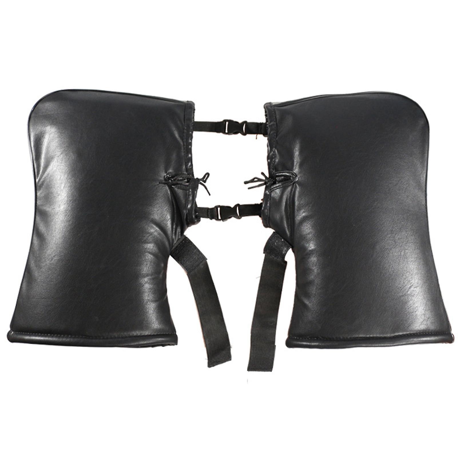 Warme Griffabdeckung, winddichte PU-Leder-Fäustlinge für Fahrräder, Schwarz