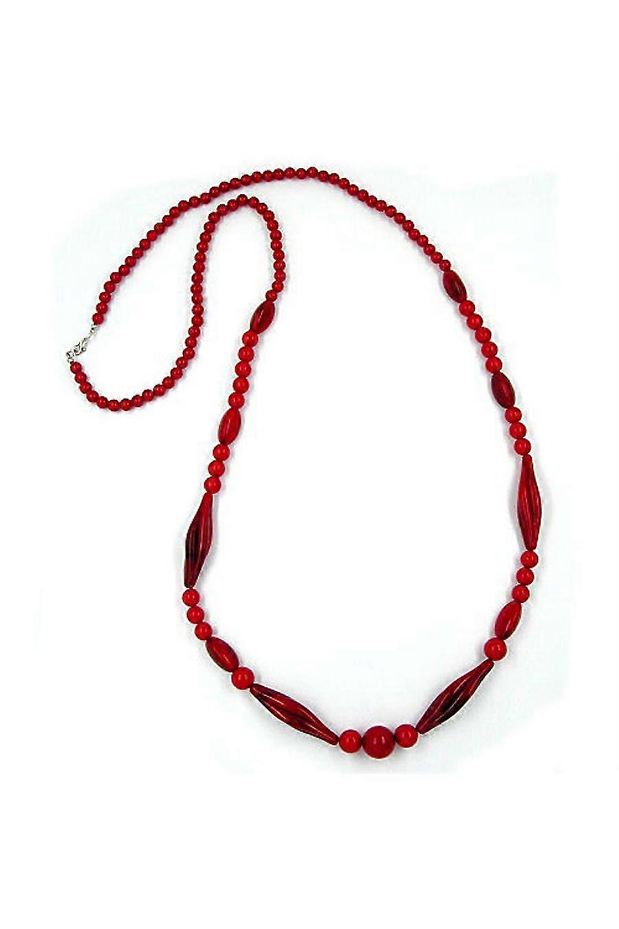 Necklace Beads Red-black 95cm - Gl02190