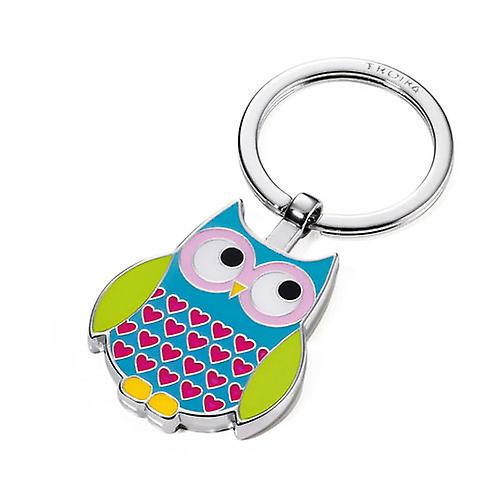 ROSY Troika Quality Owl Keyring Multicolored with Shiny Chrome Plated Finish