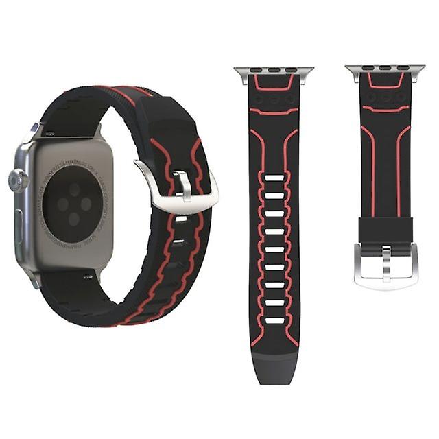 Electrocardiogram Mode Silicone Watch band for Apple Watch Series 3 2 1 42mm Black Red