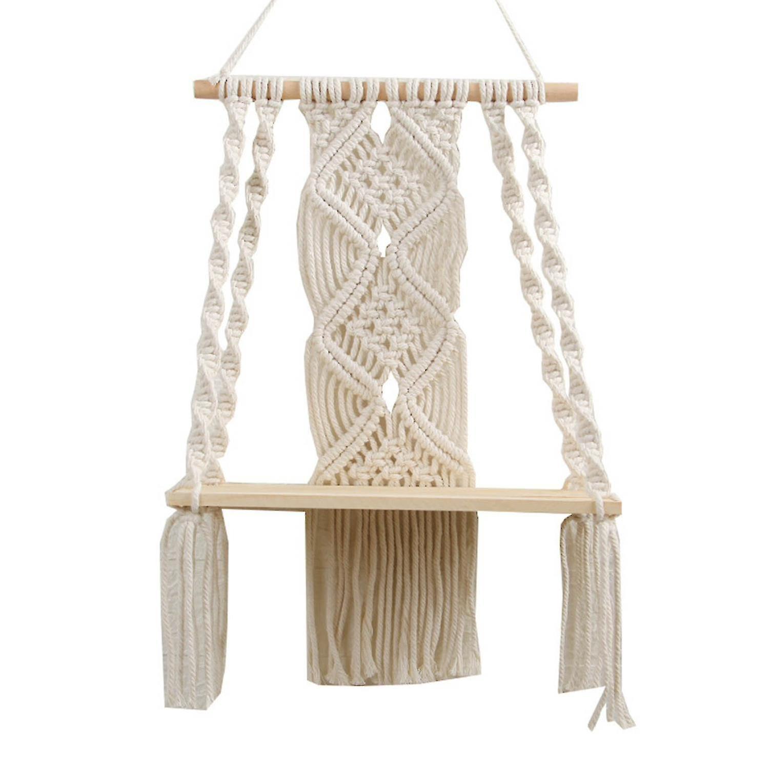 Macrame Tapestry Hanging Tapestry Boho Handmade Cotton Home Decor Tassel Hanging Shelf Plant Holder