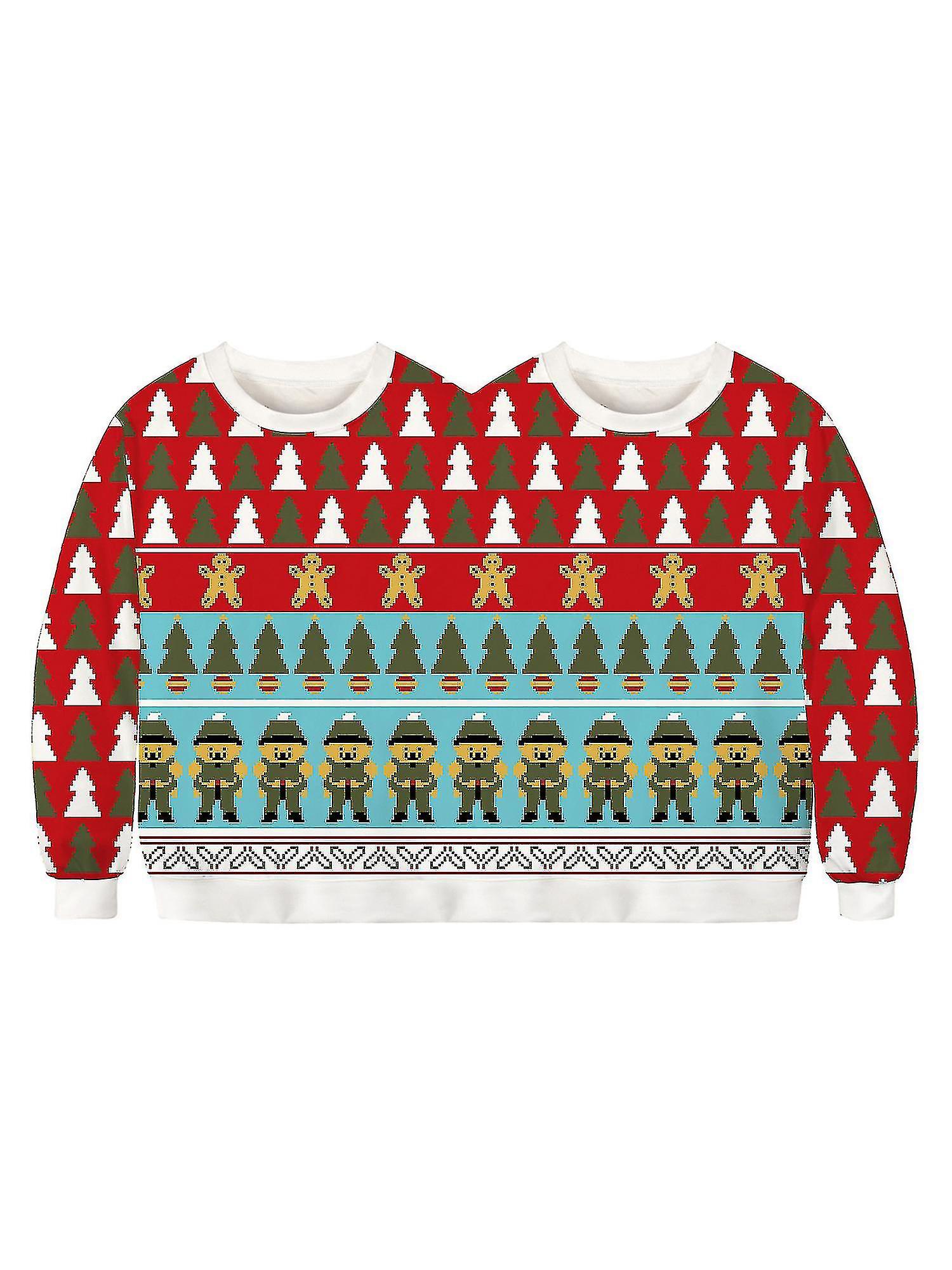 Two Person Ugly Christmas Sweater Women Men Conjoined Twin 3d