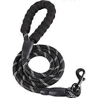 1.5m Dog Leash, Rope Dog Leash with Soft Padded Handle and Durable Nylon Reflective Threads Safety Leash for All Size Dogs (Black)