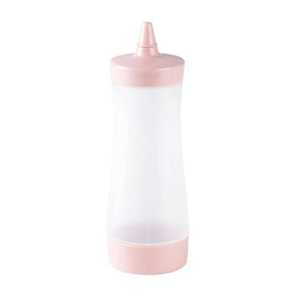 1Pc Plastic Squeeze Bottle Reusable Condiment Dispenser Salad Sauce Jam Ketchup Squeezing Container for Luncheon Kitchen Picnics (Pink)