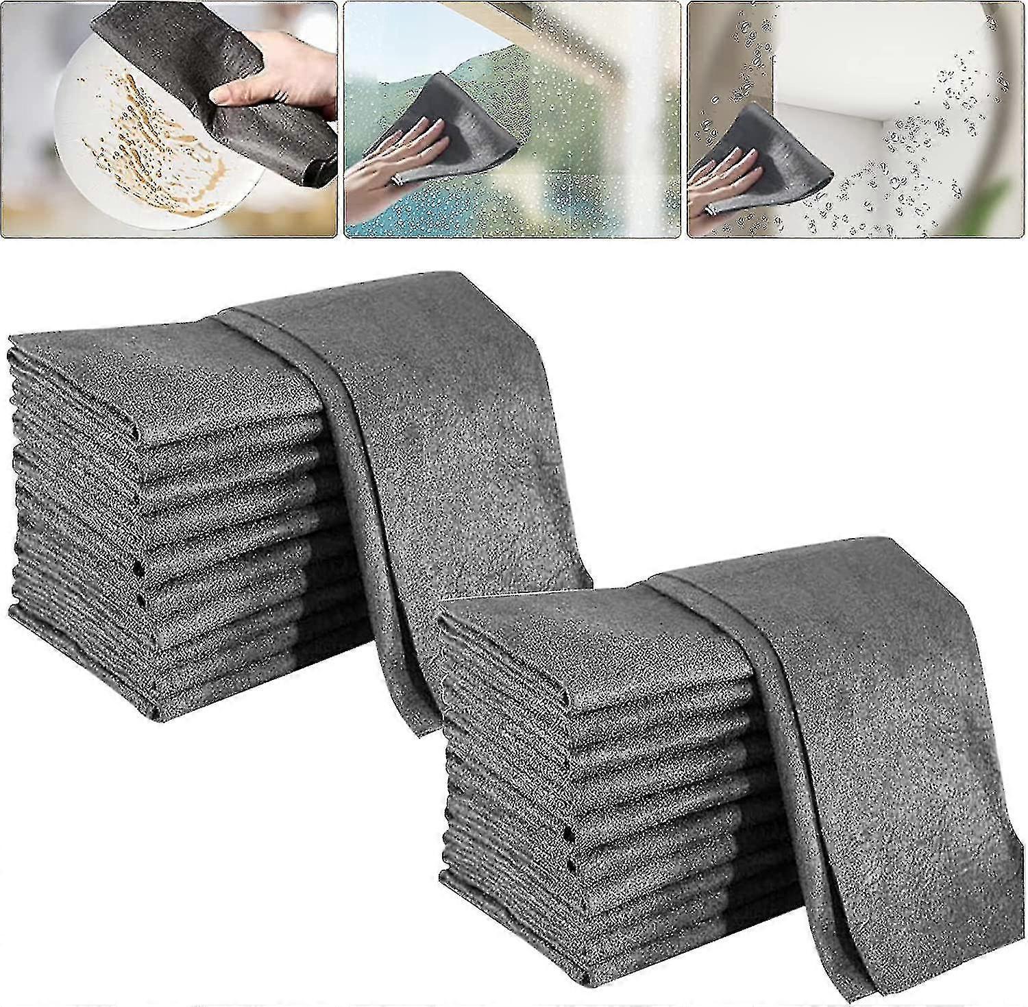 Thickened Magic Cleaning Cloth, Microfiber Glass Cleaning Cloth Rags, Reusable Cleaning Cloths Tw