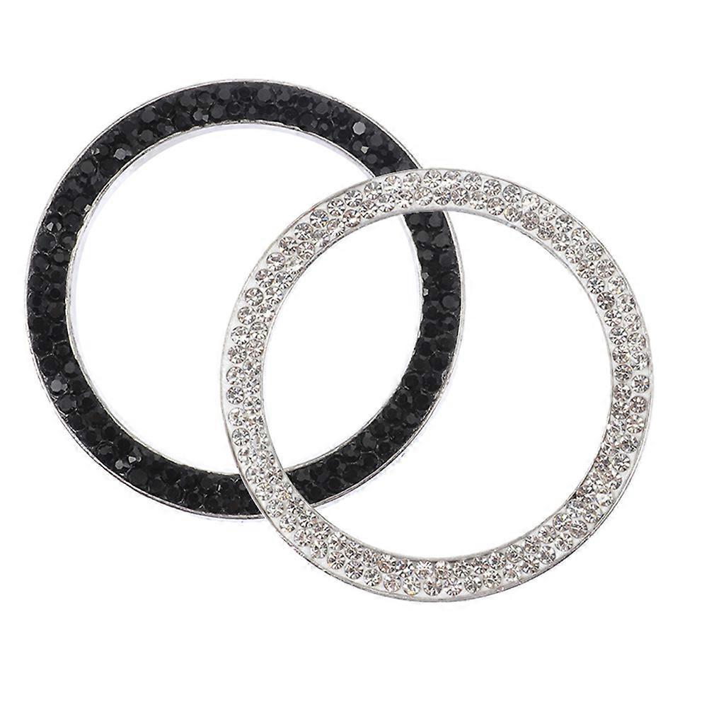 2pcs Push To Start Button Cover Rhinestone Start Stop Decoration Ring Ignition Button Cover