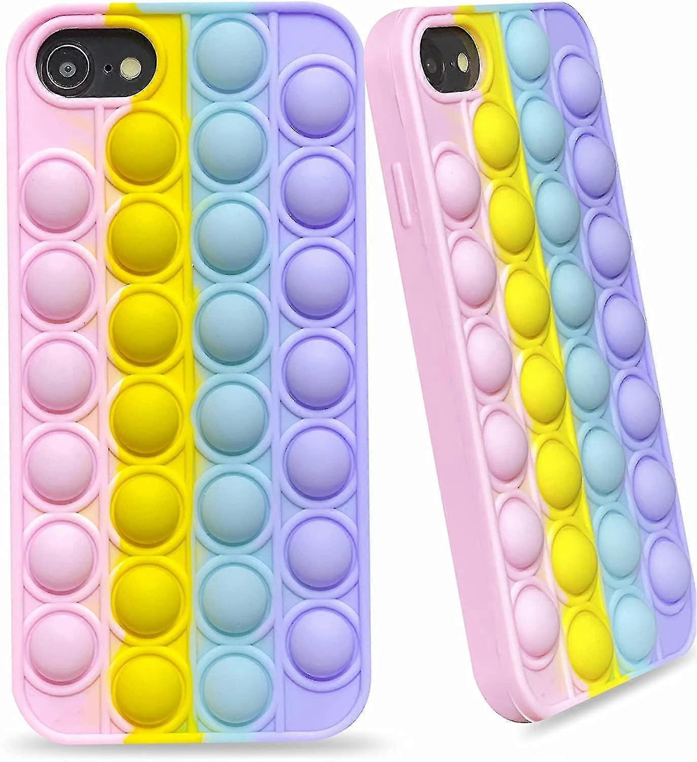 Phone Case Rainbow Fidget Toy Push Pop Bubble Sensory Toy