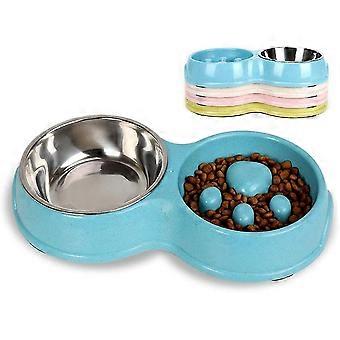 Double Pet Dog Slow Feeder Bowl